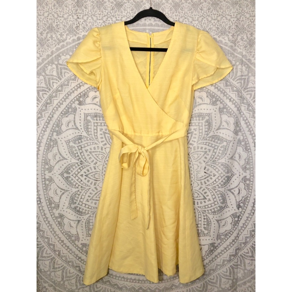 VTG 70s Faux Wrap Surplice Fit and Flare Dress